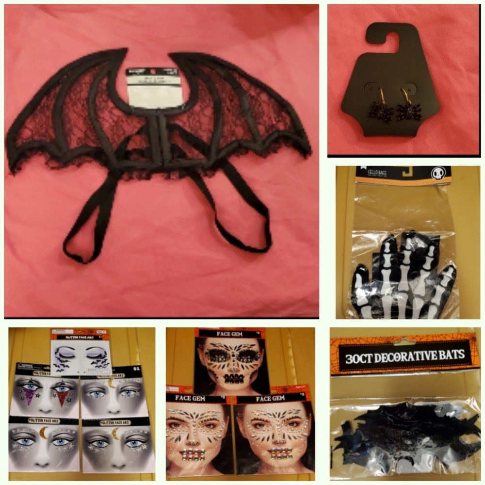 Lace Wings w/arm straps Spider Earrings Halloween Set